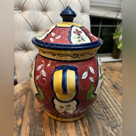 Pier 1 Vallarta Large Cookie Jar Canister With Handles - Picture 4 of 13